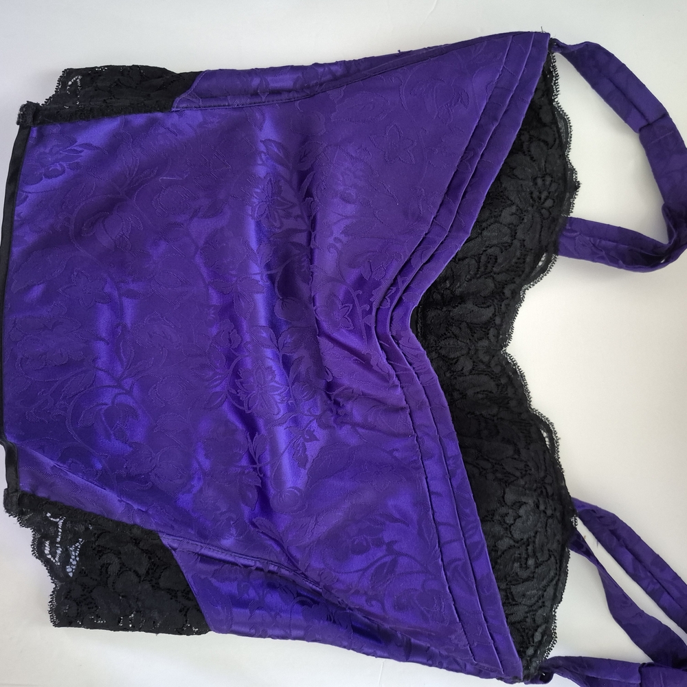 Luxurious Purple and Black Lace Chemise/Corset